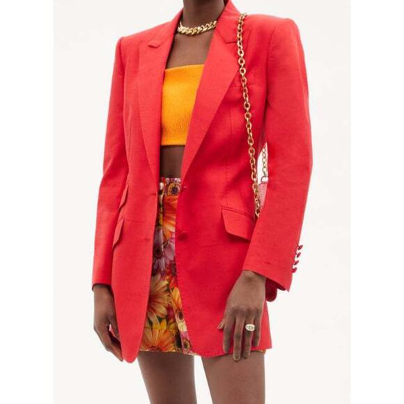 Dolce & Gabbana Red Silk Blend Single Breasted Blazer Jacket Size 46/10 NWT - Picture 1 of 15